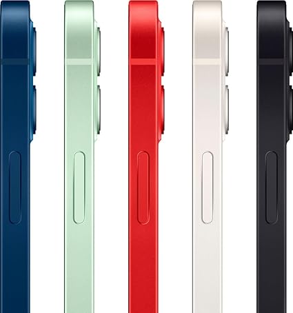 Side view of an iPhone in five different colors on a white background