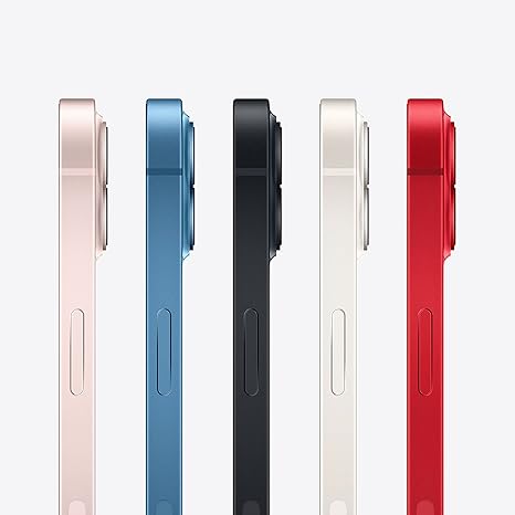 Side views of an iPhone in five different colors on a light gray background